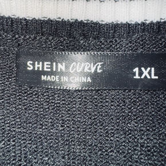 Skull Knit Sleeveless Sweater Vest Women’s 1X Long Black White Gothic Emo Preppy - Picture 4 of 7